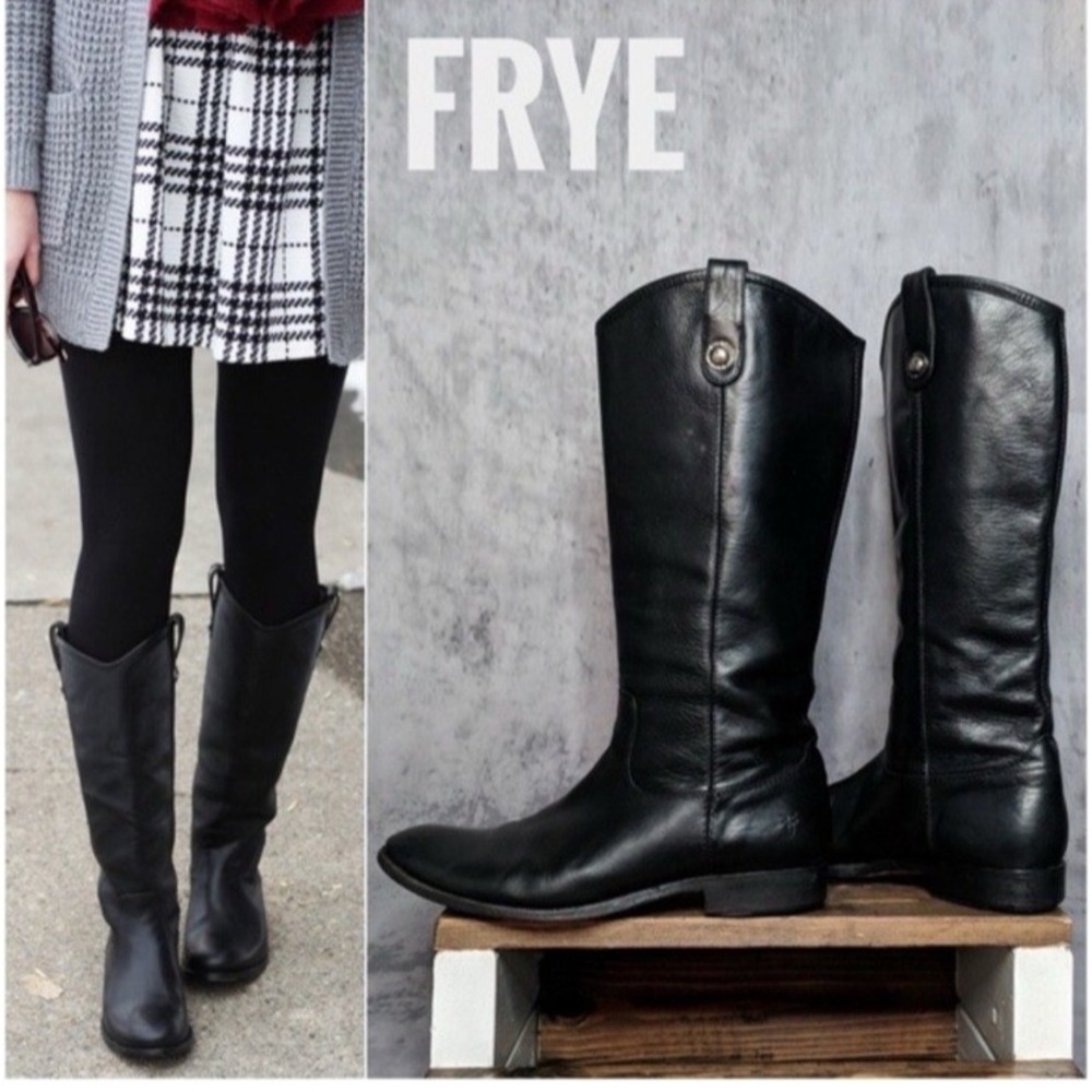 Frye Boots Melissa Button Knee High Tall Riding 77167 Black Leather Equestrian 8